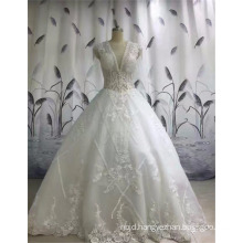 2017 Trendy Design Tassel Sleeve Beaded Ball Gown Wedding Dress